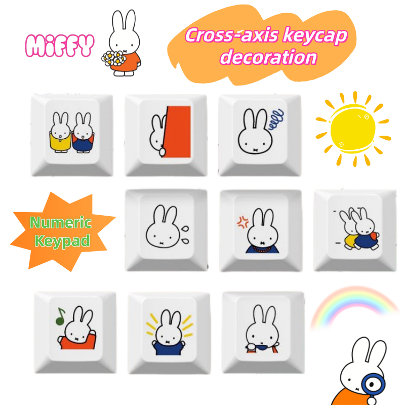 Mechanical Keyboard - Neue Miffy-Kaninchen-Cartoon-Tastenkappe, niedliche, kreative, blickdichte PBT-Tastenkappe