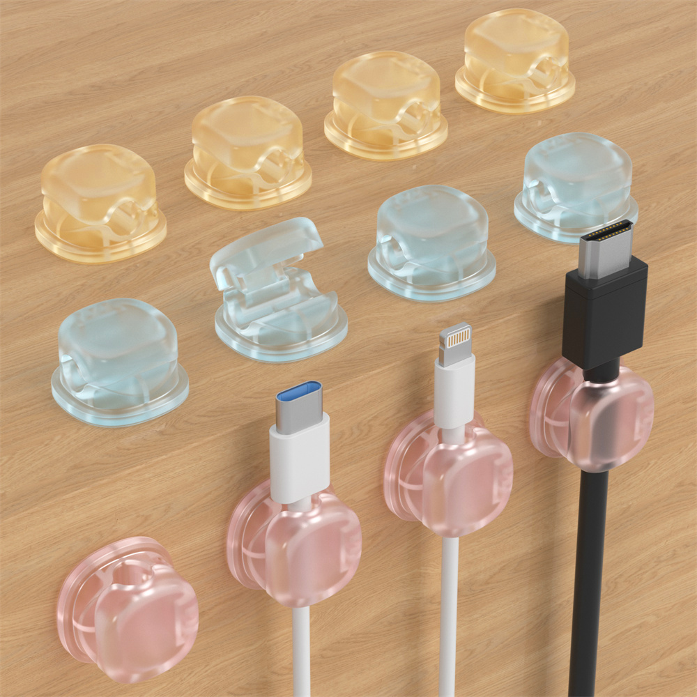 Desk Cable Organizer - 3 Transparente Farbige Magnetische Kabelhalterungen, Datenkabelhalter,