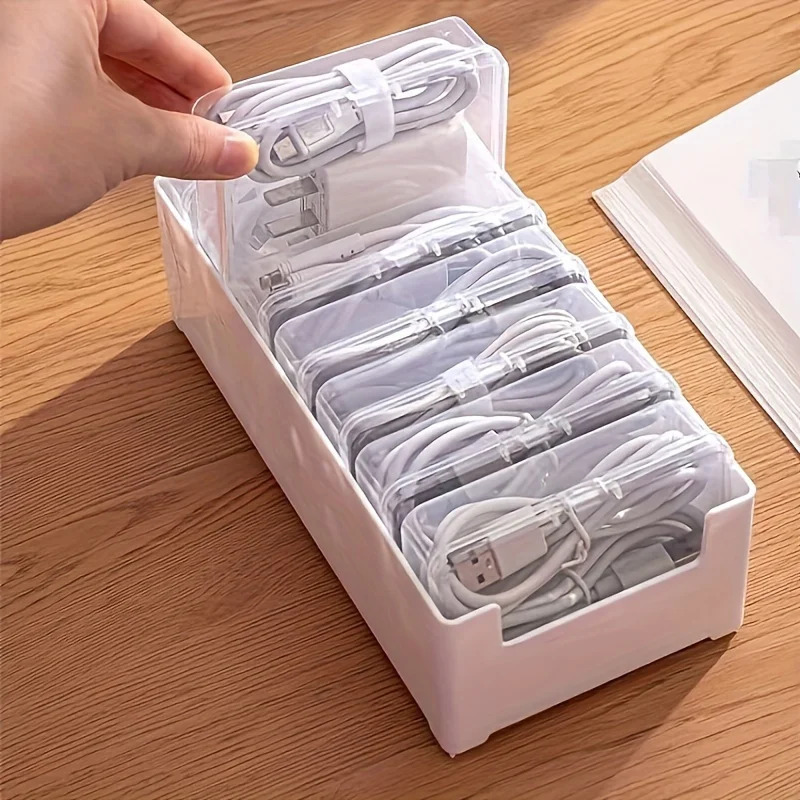 Desk Cable Organizer - Datenkabel-Aufbewahrungsbox mit 7 Kleinen Fächern, Desktop-Kabelorganizer