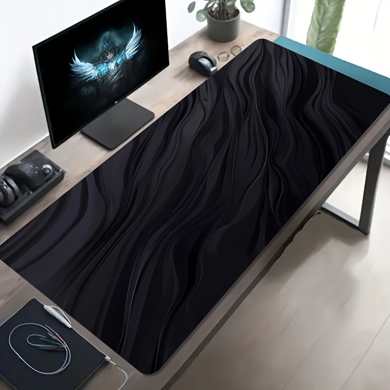 Pc Gaming Liquid - Schwarzes Flüssigwellen-Gaming-Mauspad, Minimalistischer Dunkler Marmor-Textur-Druck Rutschfeste